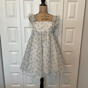 NWT VICI Storia Blue Bonnet Chiffon Babydoll Mini dress